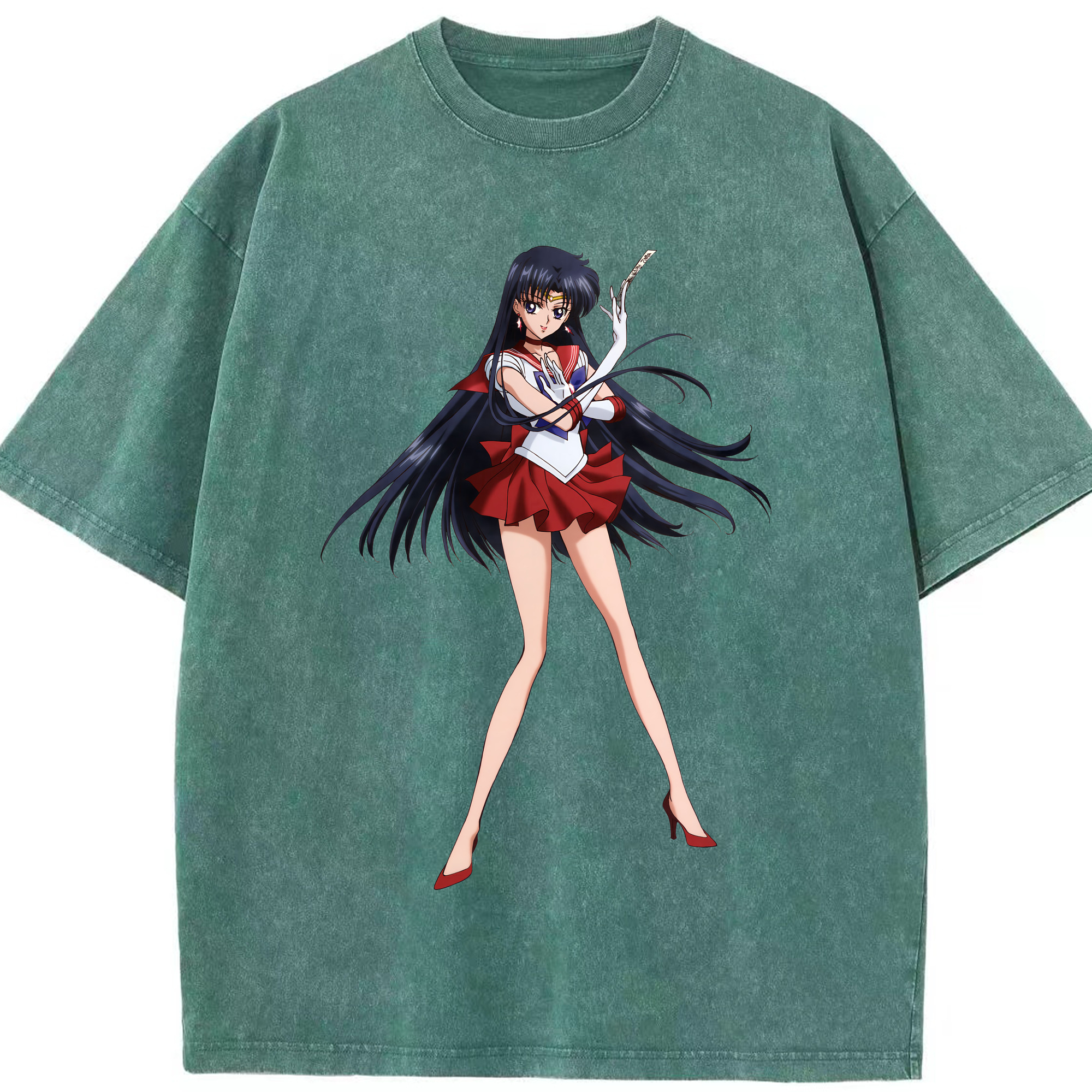 （画像用） 美少女戦士セーラームーン 火野レイ ひの レイ Sailor Moon Hino Rei （セーラーマーズ,Sailor Mars） 綿100% ヴィンテージ風 半袖Tシャツ（フロントプリント）